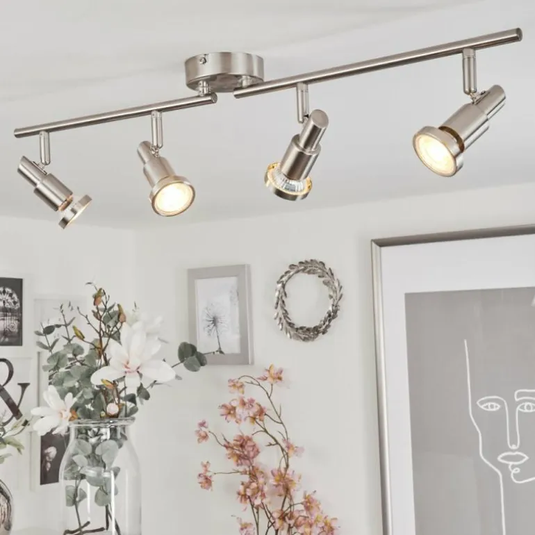 Plafonnier Lonquimay Nickel mat, 4 lumières