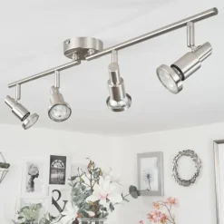 Plafonnier Lonquimay Nickel mat, 4 lumières