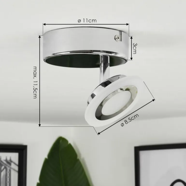 Plafonnier Lucy LED Chrome, 1 lumière, Télécommandes, Changeur de couleurs