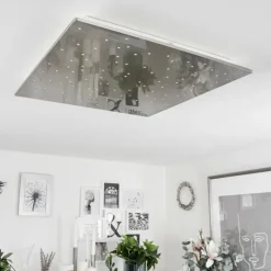 Plafonnier Madrier LED Nickel mat, Blanc, 1 lumière, Télécommandes
