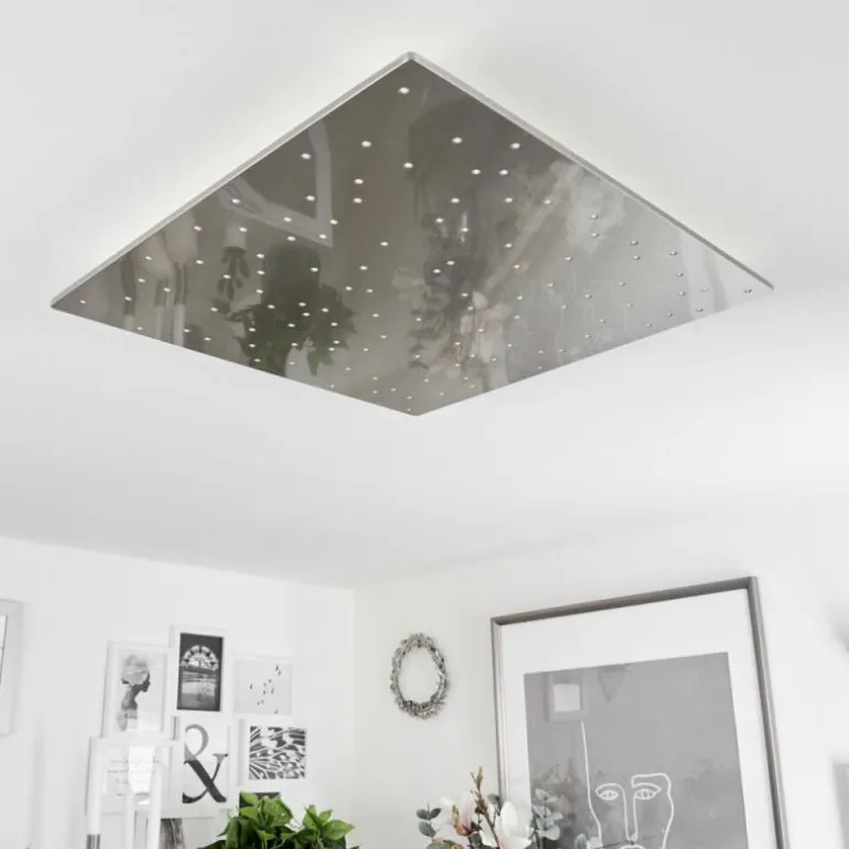 Plafonnier Madrier LED Nickel mat, Blanc, 1 lumière, Télécommandes