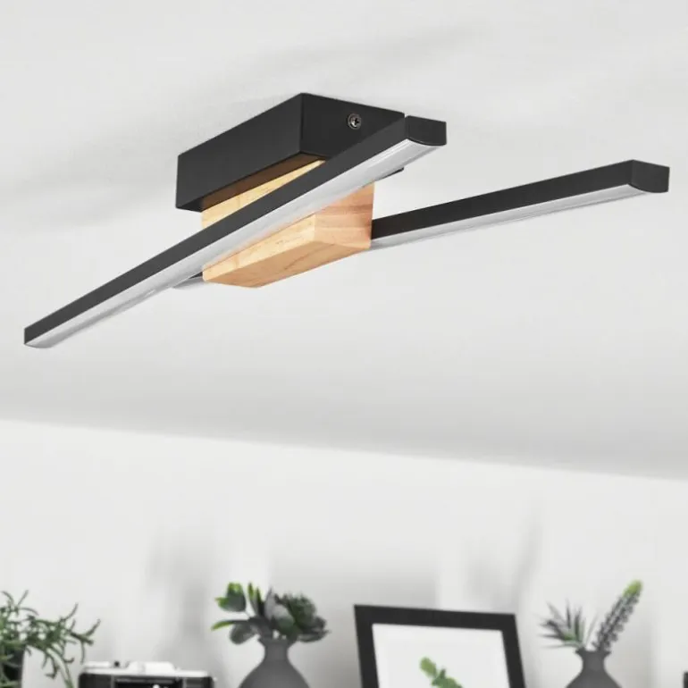 Plafonnier Meiral LED Bois clair, Noir, 2 lumières