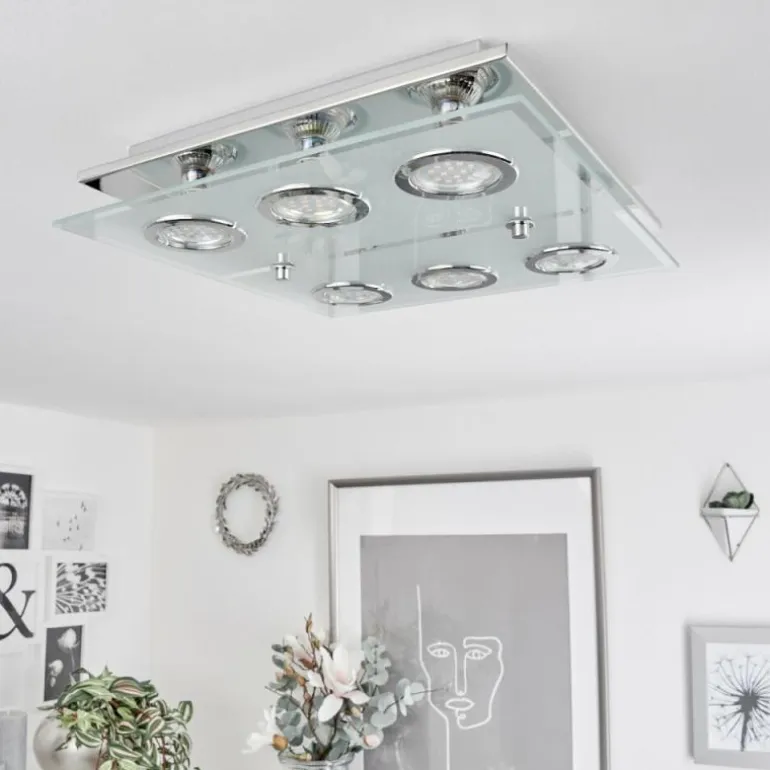 Plafonnier Mirandol LED Chrome, 6 lumières
