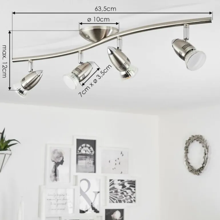 Plafonnier Mirandol Nickel mat, 4 lumières