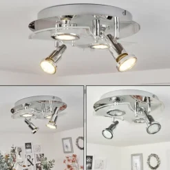 Plafonnier Morges LED Chrome, Blanc, 4 lumières