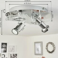 Plafonnier Morges LED Chrome, Blanc, 4 lumières