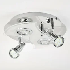 Plafonnier Morges LED Chrome, Blanc, 4 lumières