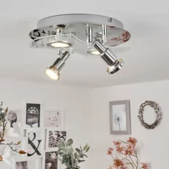 Plafonnier Morges LED Chrome, Blanc, 4 lumières