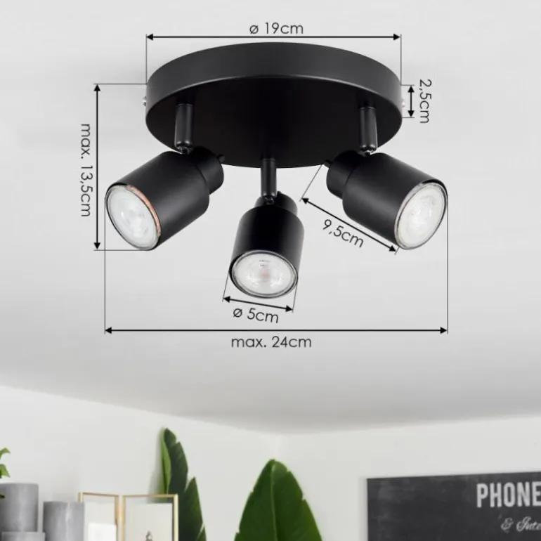 Plafonnier Nestavel LED Noir, 3 lumières