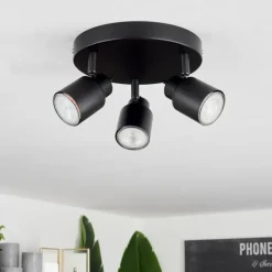 Plafonnier Nestavel LED Noir, 3 lumières