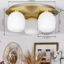 Plafonnier Pintacura Laiton, 3 lumières