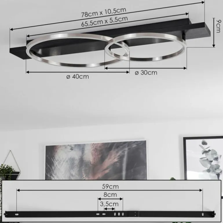 Plafonnier Pompu LED Noir, 2 lumières