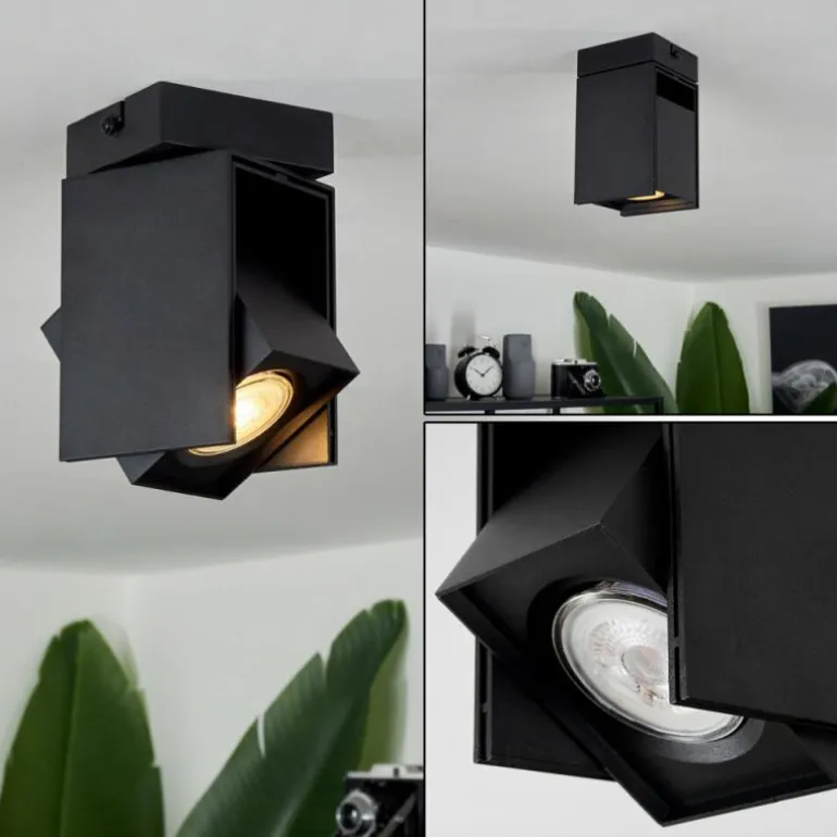 Plafonnier Prassinet Noir, 1 lumière