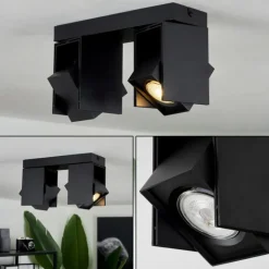 Plafonnier Prassinet Noir, 2 lumières