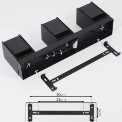 Plafonnier Prassinet Noir, 3 lumières