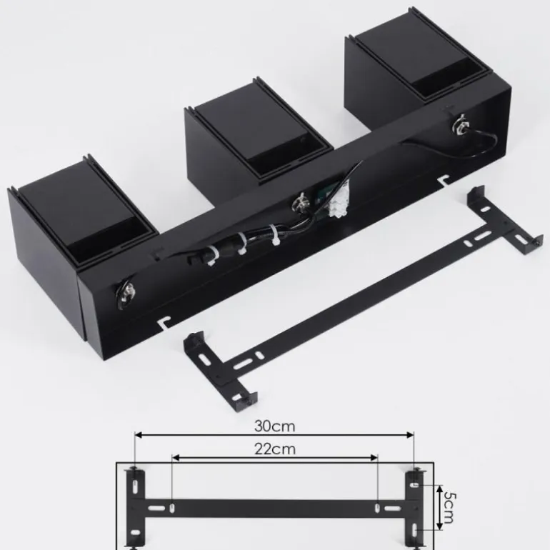 Plafonnier Prassinet Noir, 3 lumières