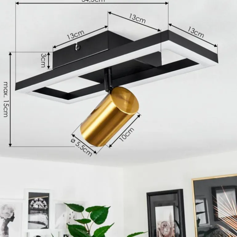 Plafonnier Reboleiro LED Noir, 2 lumières