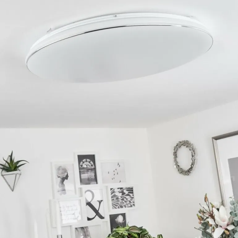 Plafonnier Remenoville LED Chrome, Blanc, 1 lumière