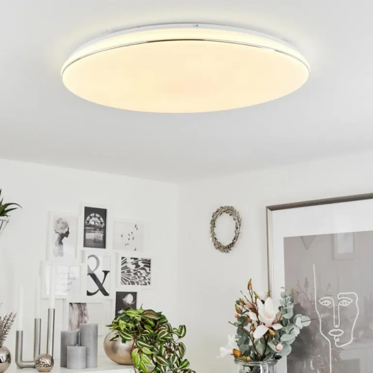 Plafonnier Remenoville LED Chrome, Blanc, 1 lumière