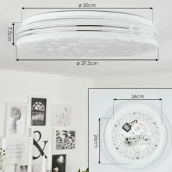 Plafonnier Savardeix LED Chrome, Blanc, 1 lumière, Télécommandes, Changeur de couleurs