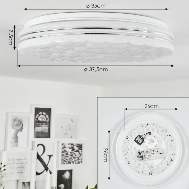 Plafonnier Savardeix LED Chrome, Blanc, 1 lumière, Télécommandes, Changeur de couleurs