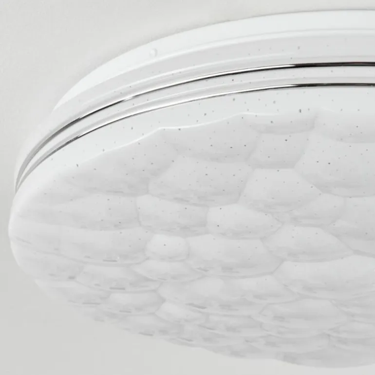 Plafonnier Savardeix LED Chrome, Blanc, 1 lumière, Télécommandes, Changeur de couleurs