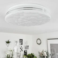 Plafonnier Savardeix LED Chrome, Blanc, 1 lumière, Télécommandes, Changeur de couleurs