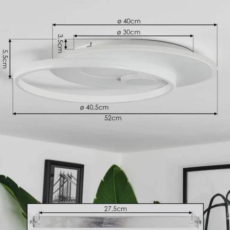 Plafonnier Selim LED Blanc, 1 lumière, Télécommandes