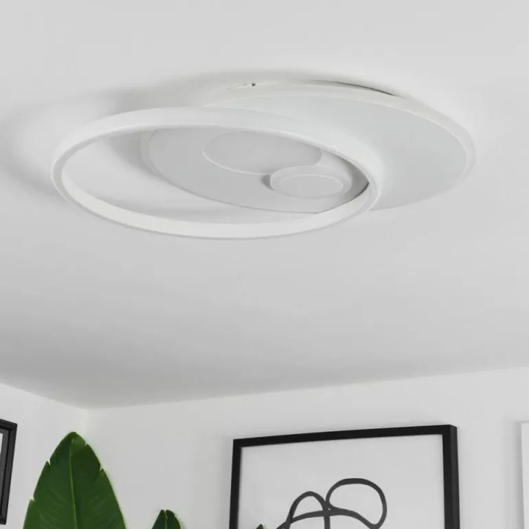 Plafonnier Selim LED Blanc, 1 lumière, Télécommandes