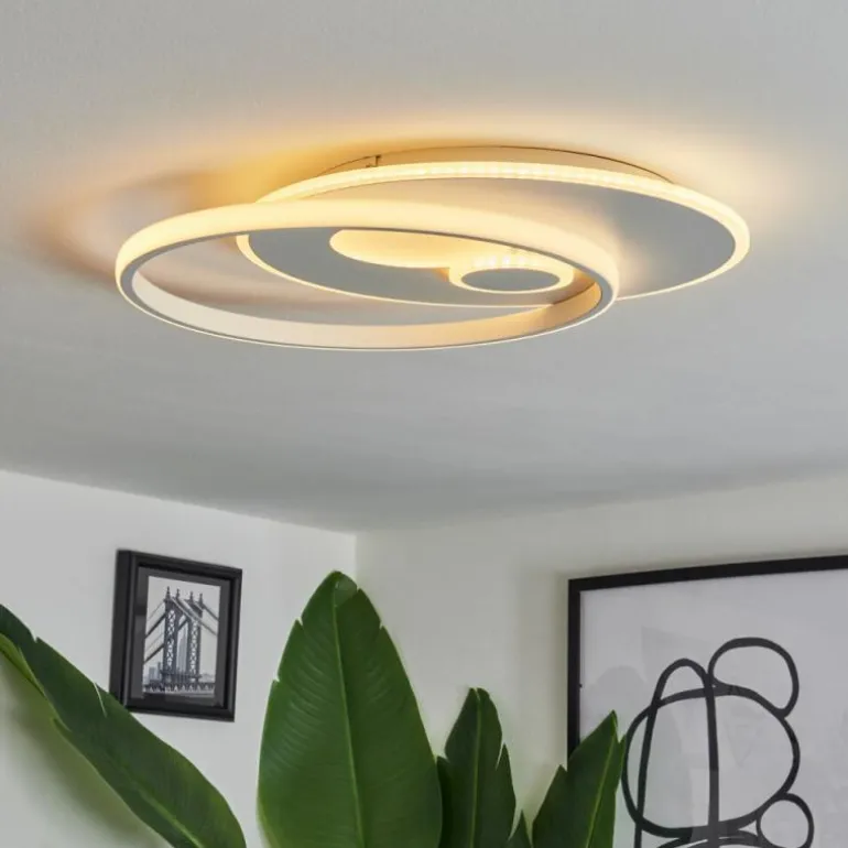 Plafonnier Selim LED Blanc, 1 lumière, Télécommandes