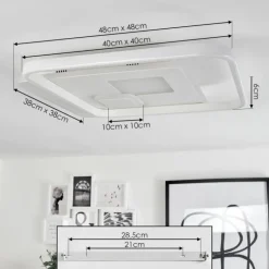 Plafonnier Selim LED Blanc, 1 lumière, Télécommandes