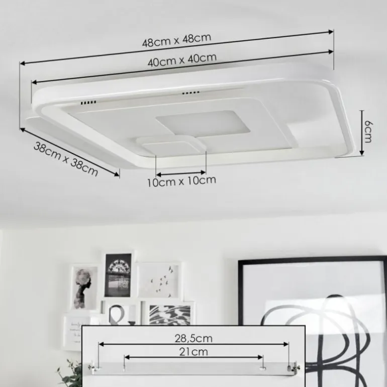 Plafonnier Selim LED Blanc, 1 lumière, Télécommandes