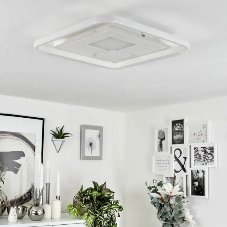 Plafonnier Selim LED Blanc, 1 lumière, Télécommandes