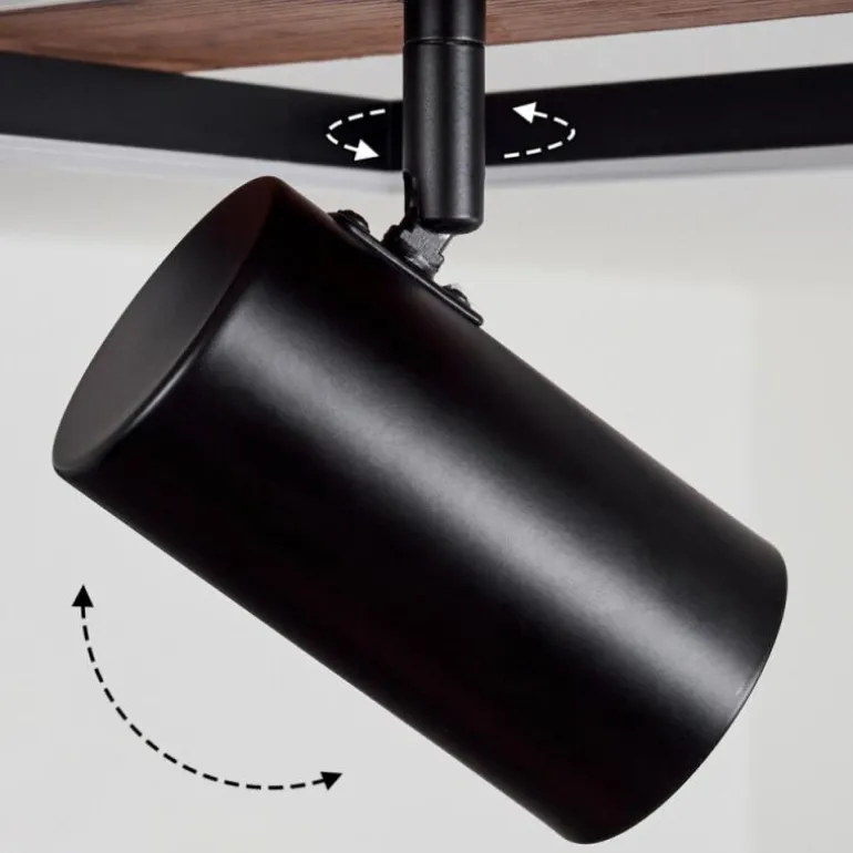 Plafonnier Sequeira LED Bois clair, Couleur bois, Noir, 2 lumières