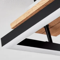 Plafonnier Sequeira LED Bois clair, Couleur bois, Noir, 3 lumières