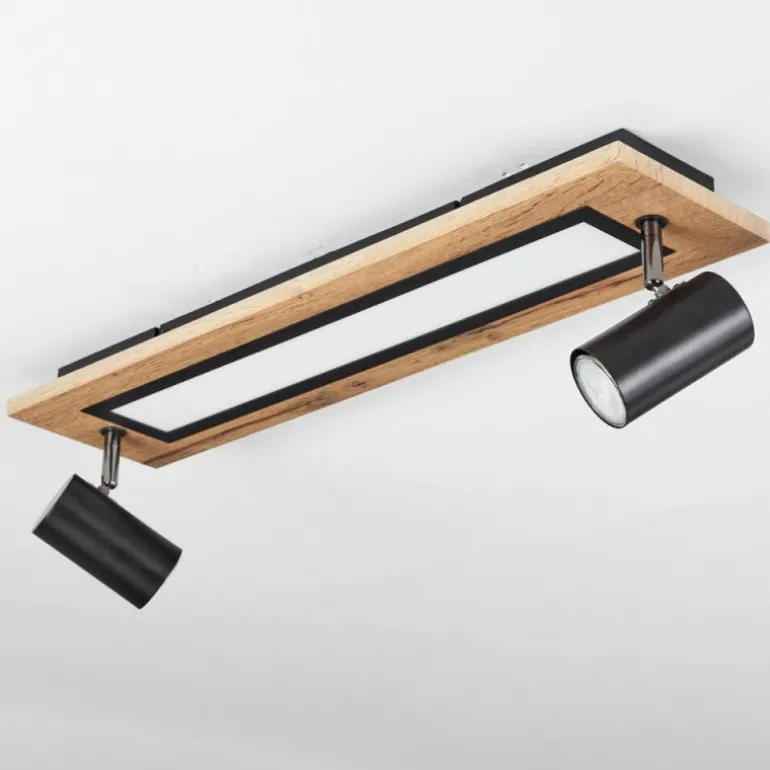 Plafonnier Sequeira LED Couleur bois, Noir, Blanc, 3 lumières