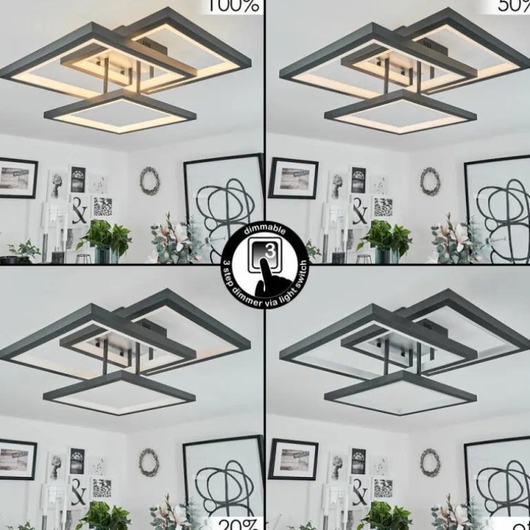Plafonnier Solaro LED Gris, 1 lumière