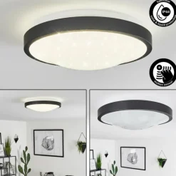 Plafonnier Subles LED Noir, Blanc, 1 lumière, Détecteur de mouvement