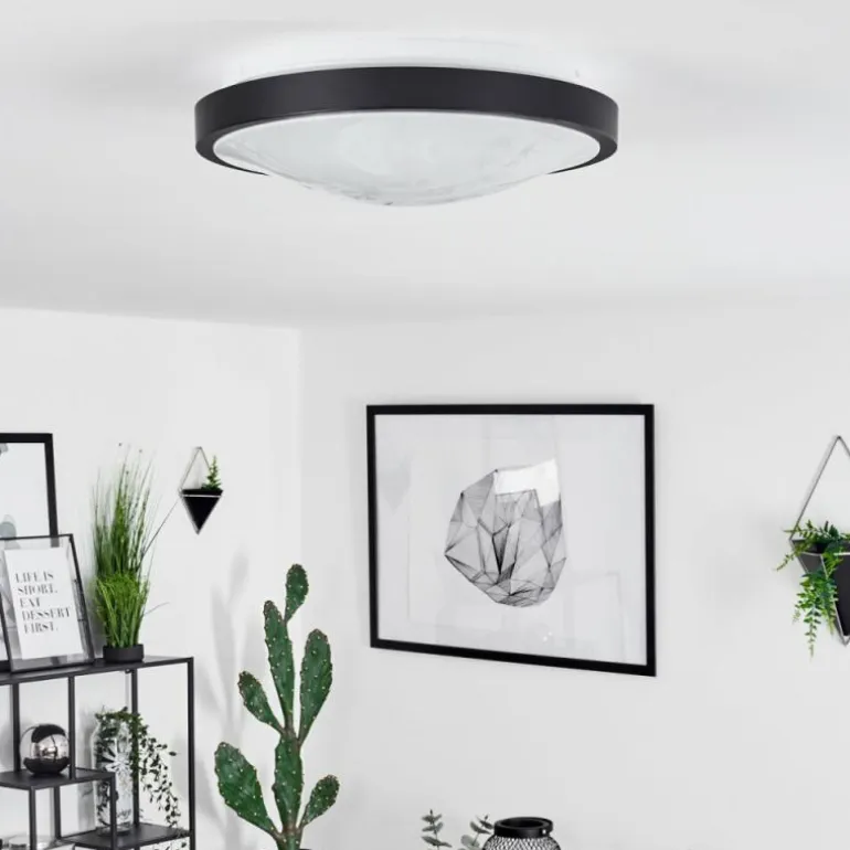 Plafonnier Subles LED Noir, Blanc, 1 lumière, Détecteur de mouvement