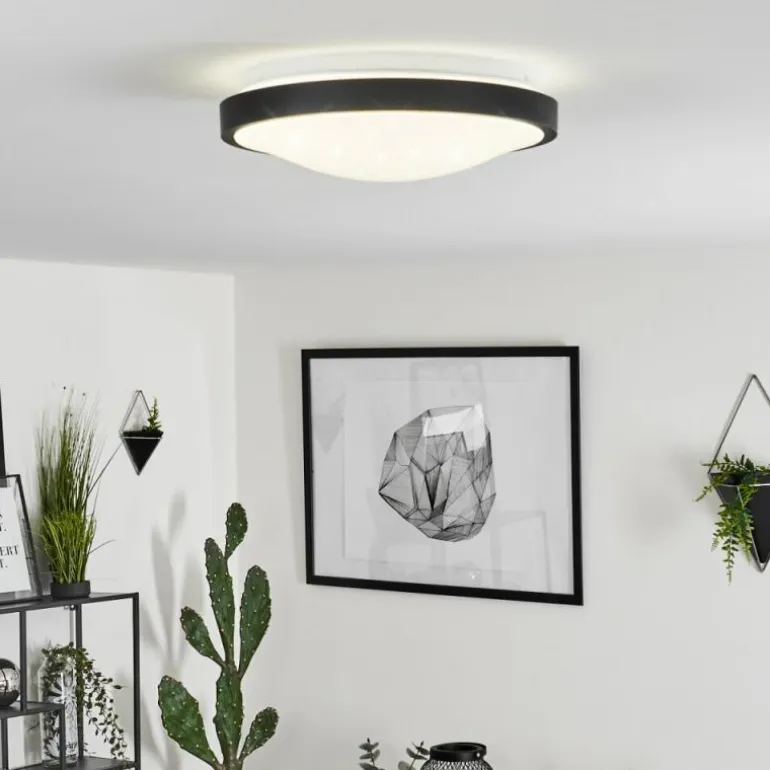 Plafonnier Subles LED Noir, Blanc, 1 lumière, Détecteur de mouvement