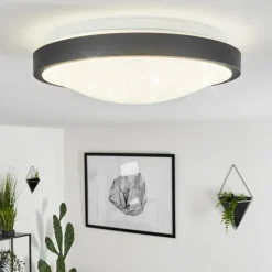 Plafonnier Subles LED Noir, Blanc, 1 lumière, Détecteur de mouvement