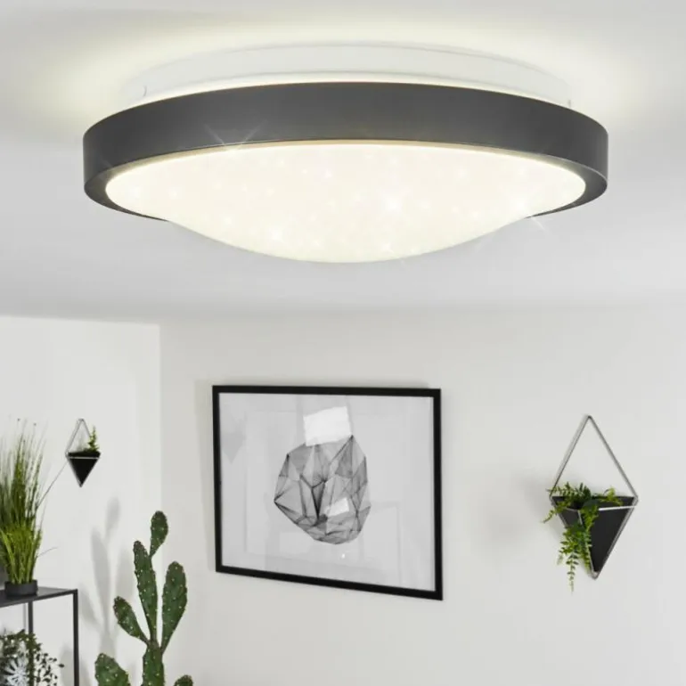 Plafonnier Subles LED Noir, Blanc, 1 lumière, Détecteur de mouvement