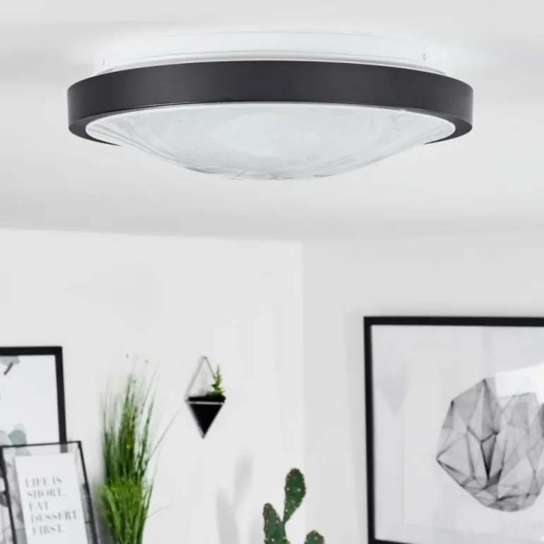 Plafonnier Subles LED Noir, Blanc, 1 lumière, Détecteur de mouvement