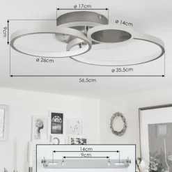 Plafonnier Tagsdorff LED Chrome, Nickel mat, 1 lumière