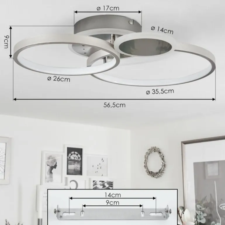 Plafonnier Tagsdorff LED Chrome, Nickel mat, 1 lumière