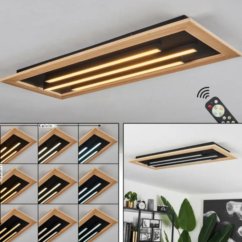 Plafonnier Tojeirinha LED Écru, Noir, 2 lumières