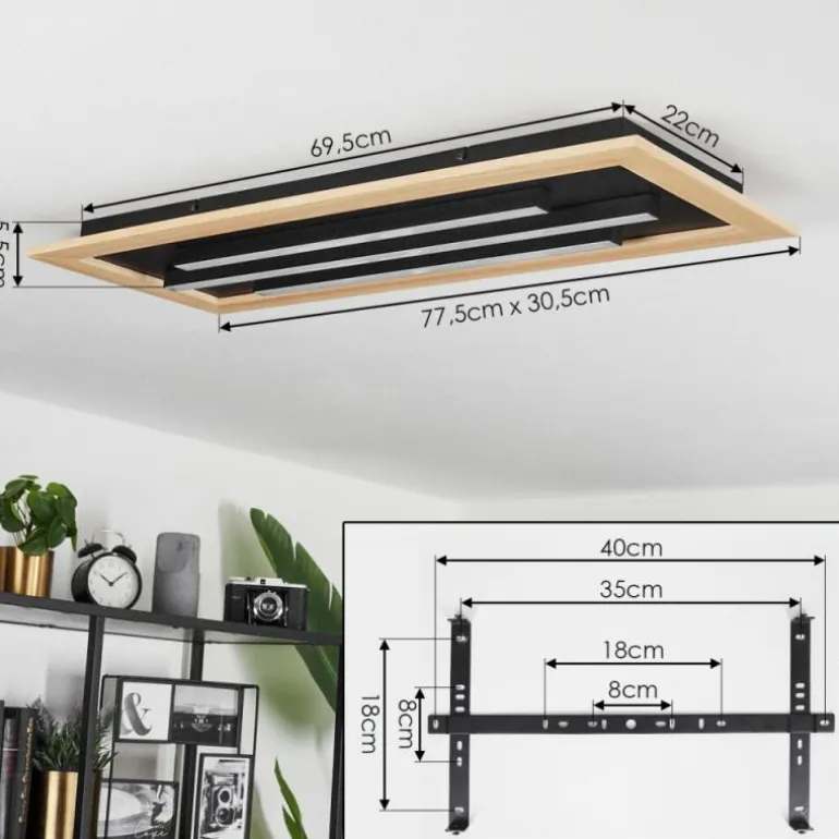 Plafonnier Tojeirinha LED Écru, Noir, 2 lumières