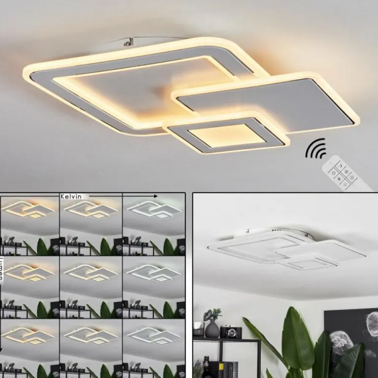 Plafonnier Tomazes LED Blanc, 1 lumière, Télécommandes