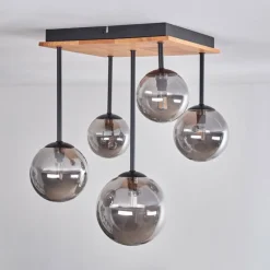 Plafonnier - Verre 10 cm, 12 cm, 15 cm Chehalis Écru, Noir, 5 lumières