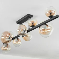 Plafonnier - Verre 10 cm, 12 cm, 15 cm Chehalis Ambre, Clair, 10 lumières